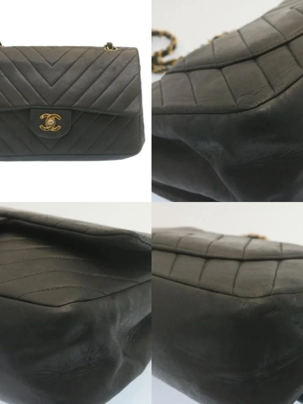 CHANEL Mademoiselle Turn Lock Flap Shoulder Bag Lamb Skin Black CC Auth ai677AV